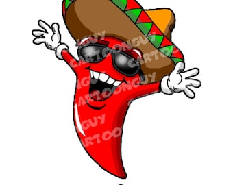 Cartoon Hot Pepper Clip Art: Jalapeño, Chili, Cayenne (Digital Download)