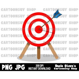 Archery Clip Art - Target - Bullseye - Arrow - PNG - JPG - Sublimation - Cartoon - Image - Icon - Digital Download.