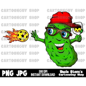 Pickleball Clip Art - Crazy Pickleball Player - PNG - JPG - Cartoon - Image - Icon - Digital Download.