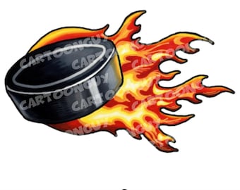 Hockey-Clip-Art – Brennender Hockeypuck – PNG – Cartoon-Clip-Art – Kommerzielle Nutzung – Digitaler Download.