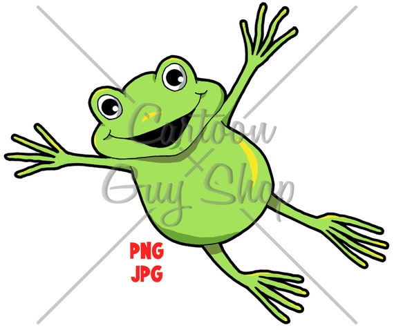 Leaping Frog PNG JPG Cartoon Fog Clipart Digital - Etsy