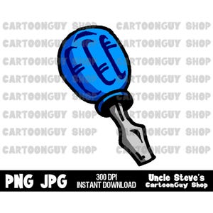 Tool Clip Art - Stubby Screwdriver - PNG - JPG - Sublimation - Cartoon - Image - Icon - Digital Download.