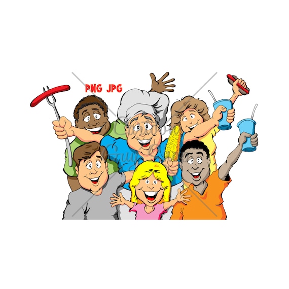 Picnic Party PNG JPG Cartoon Cookout Clipart Digital - Etsy