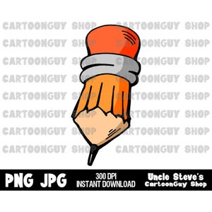 Stubby Pencil Clip Art: Cartoon Drawing (PNG, JPG Digital Download)