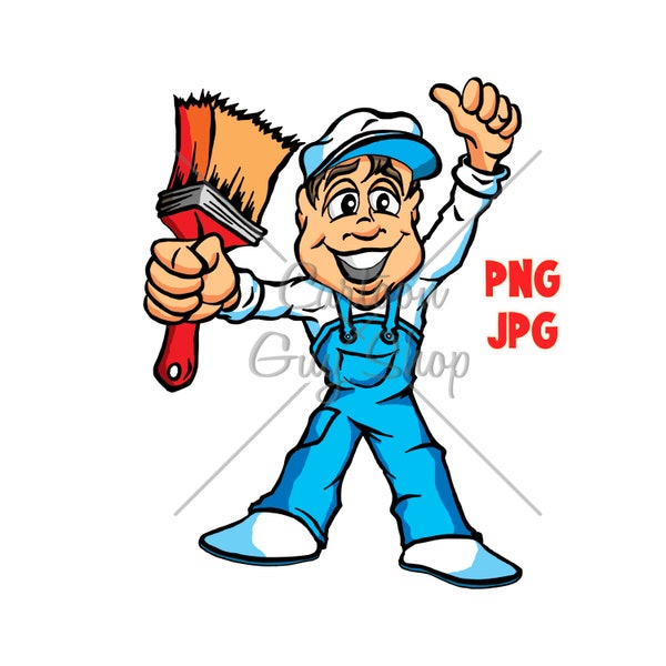 Haus Maler PNG - JPG - Cartoon Maler Clipart - Digital Download.