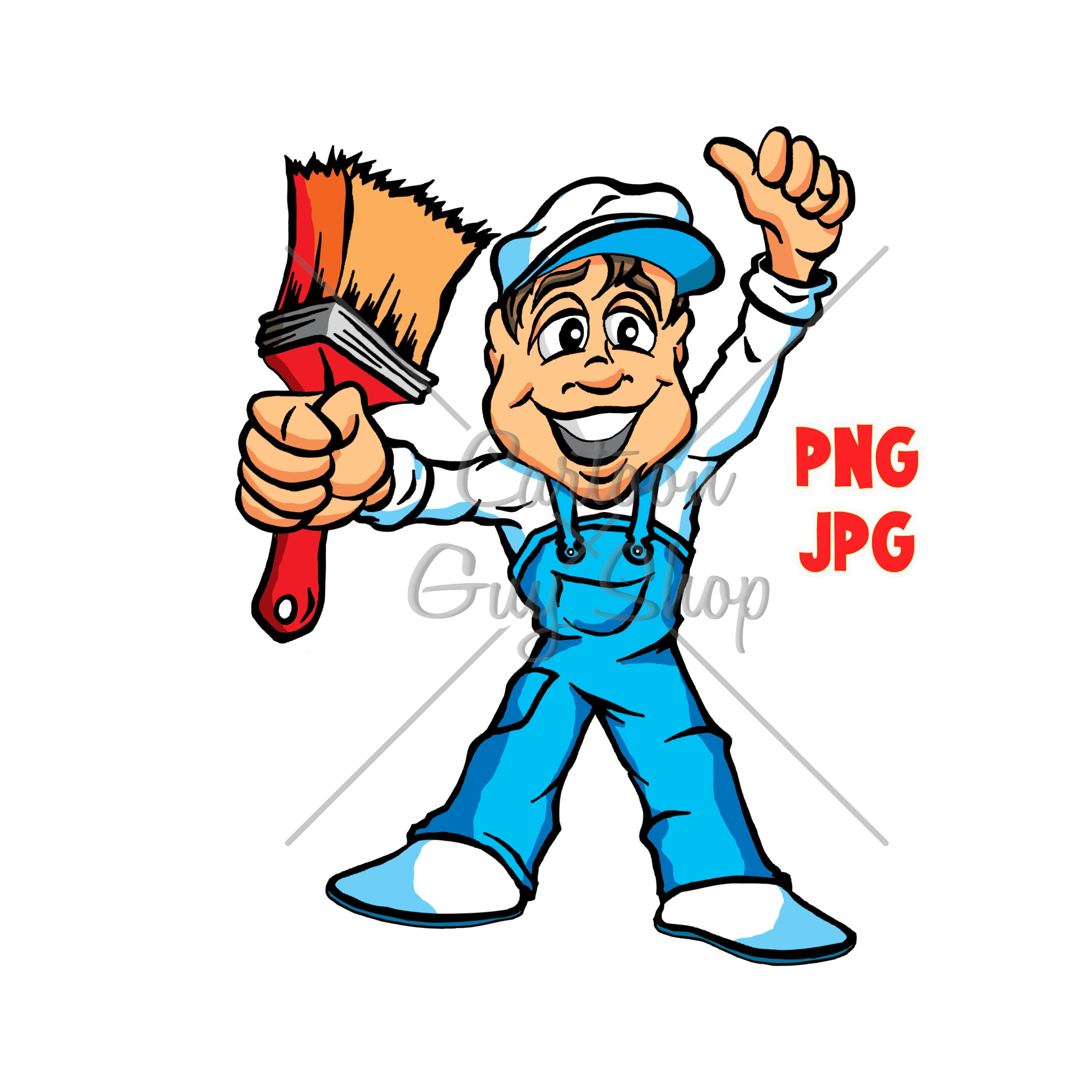 House Painter PNG JPG Cartoon Painter Clipart Digital Etsy UK