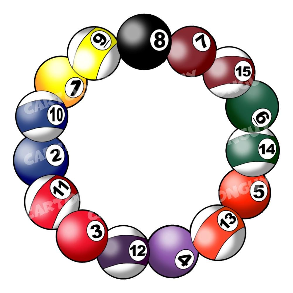 Billiards Clip Art - Pool Ball Ring - PNG - JPEG - Cartoon Clipart ...