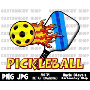 Clip Art de Pickleball - Logotipo de Pickleball - Pickleball Flamejante - PNG - JPG - Sublimação - Desenho Animado - Imagem - Ícone - Download Digital.
