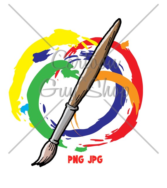 Swirling Paintbrush PNG Cartoon Paintbrush Clipart | Etsy