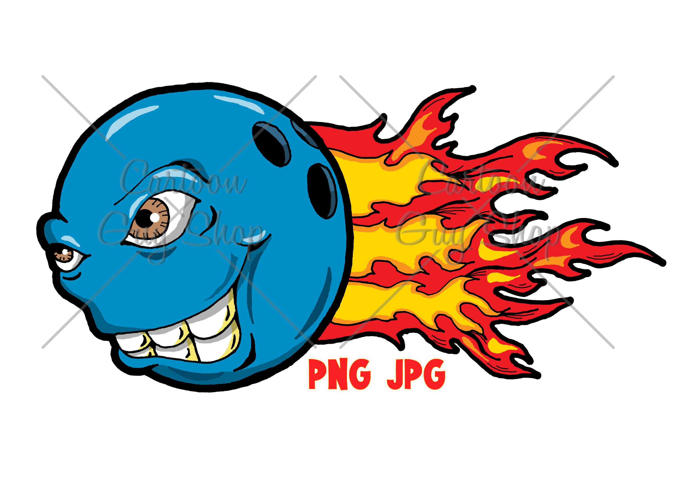 Bowling Clipart Flaming Bowling Ball PNG JPG Cartoon - Etsy