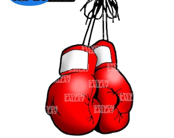 Imágenes prediseñadas de boxeo: guantes de boxeo colgantes - PNG/JPG - Descarga digital.