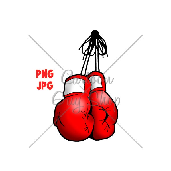 Boxing Clipart - Hanging Boxing Gloves - PNG - JPG - Cartoon - Image - Icon - Digital Download.