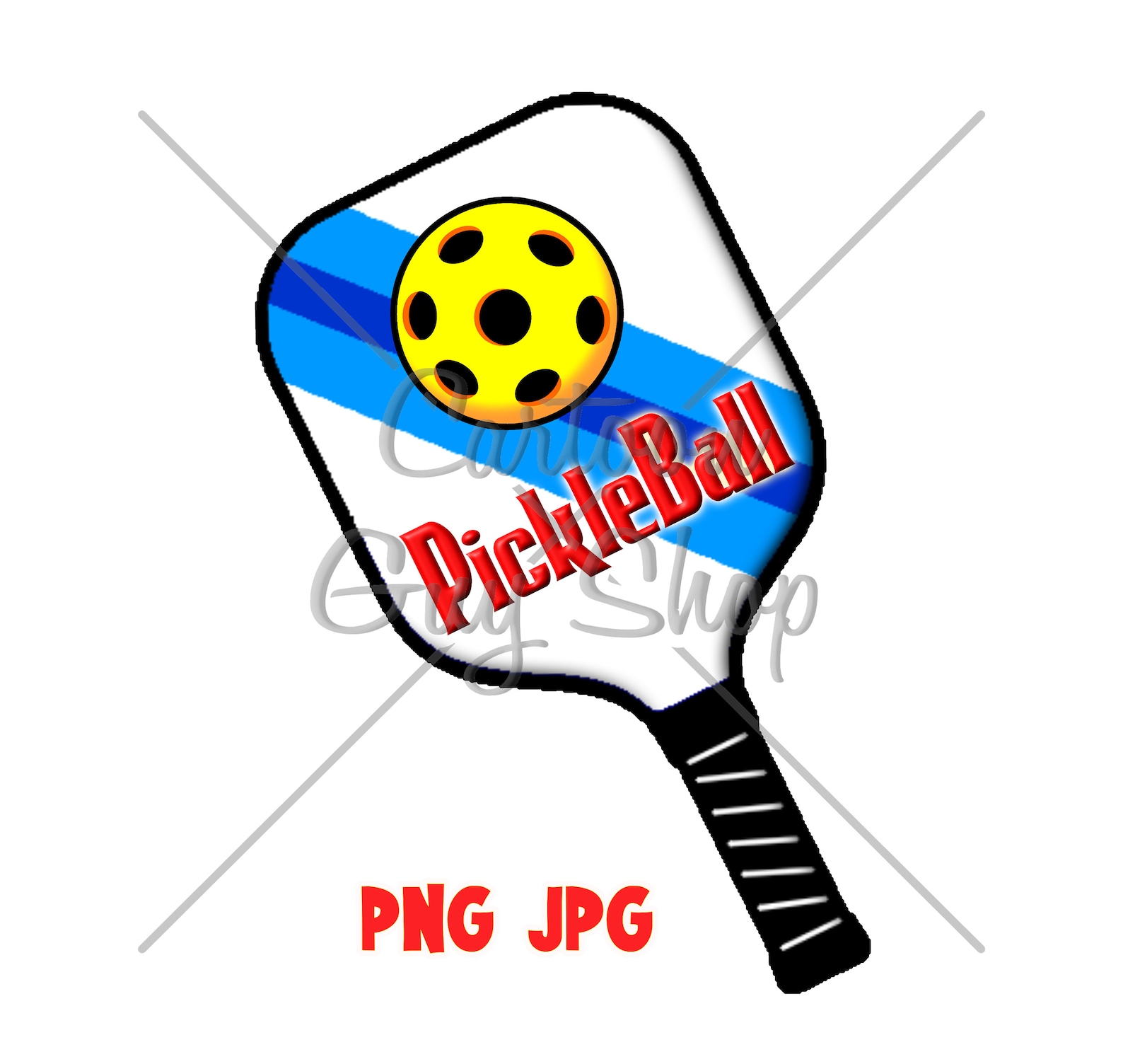 Pickleball Paddle PNG JPG Cartoon Pickleball Clipart Etsy