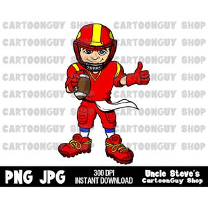 Football Clip Art - Football Player - Thumbs Up - PNG - JPG - Sublimation - Cartoon - Image - Icon - Digital Download.
