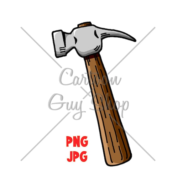 Hammer PNG - JPG - Cartoon Hammer Clipart - Digital Download.