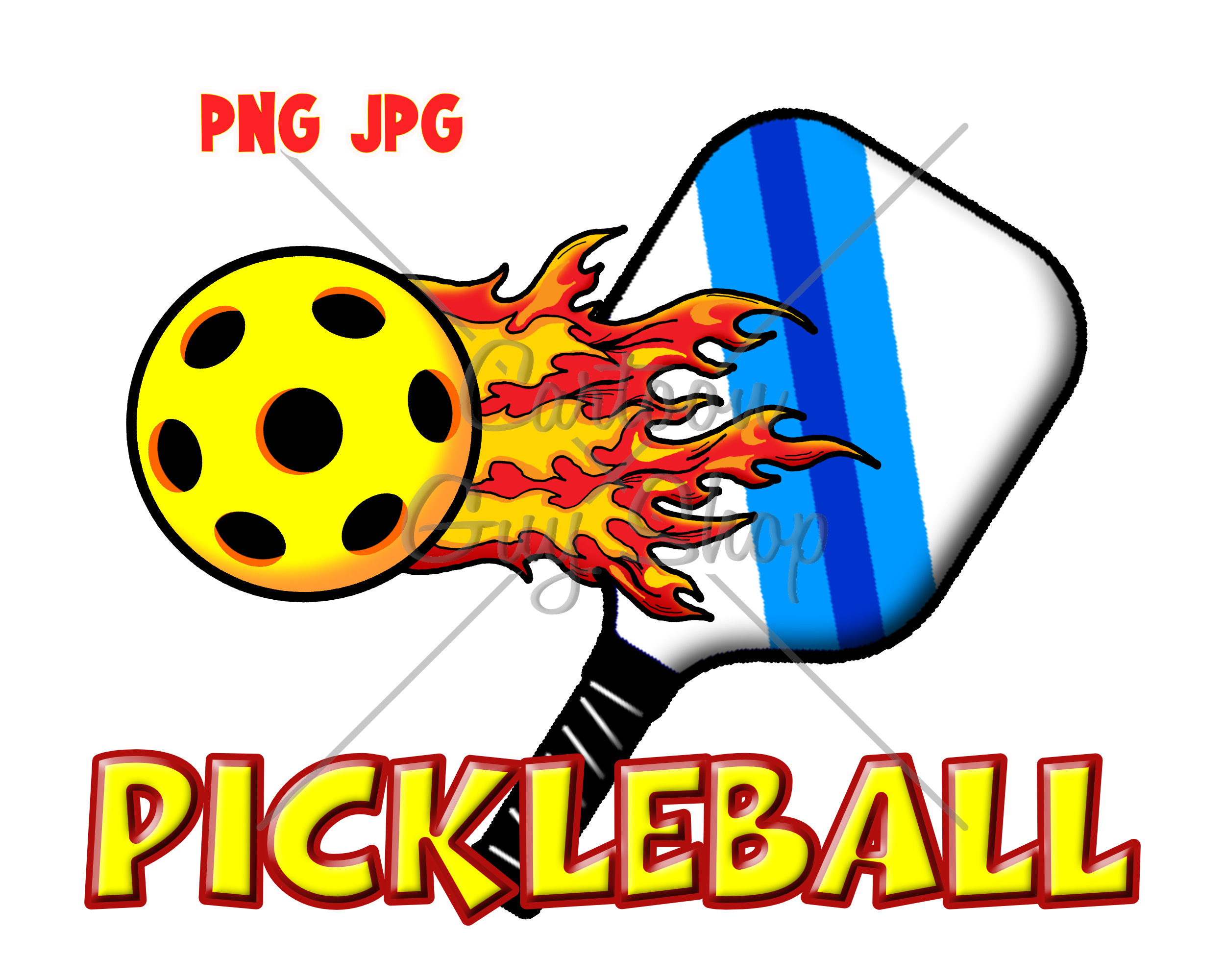 Pickleball Logo PNG JPG Cartoon Pickleball Clipart Etsy