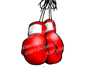 Boxen Clip Art - Hängende Boxhandschuhe - PNG / JPG - Digital Download.