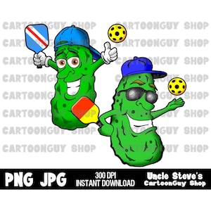 Pickleball Pals Clip Art: Cartoon Pickle Players (Digital Download)