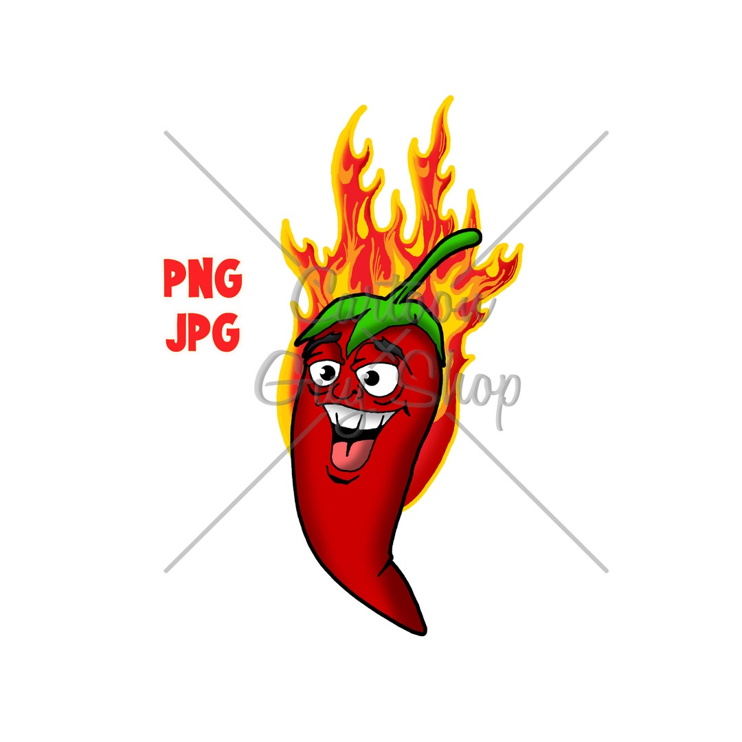 Hot Pepper Clipart Flaming Jalapeño PNG JPG Cartoon Image Icon Digital