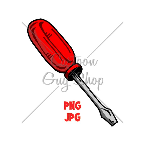 Tool Clipart - Schroevendraaier - PNG - JPG - Cartoon - Afbeelding - Pictogram - Digitale download.