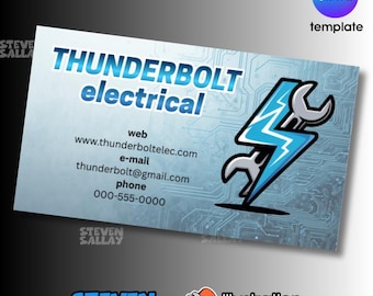 Electrician Business Card Template | Editable Canva Template.