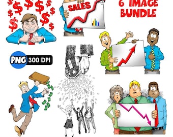 Cartoon Business Clipart Bundle - Büroangestellte, Professionelle, Korporative Charaktere PNG - Kommerzielle Nutzung.