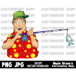 Clipart pêche - pêcheur - pêcheur - poisson - PNG - JPG - sublimation - dessin animé - image - icône - téléchargement numérique.