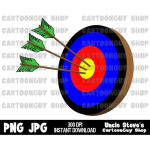 Archery Target Clipart: Bullseye Cartoon Image (Digital Download)
