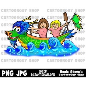 Drachenboot Clip Art - Drachenboot Damen - PNG - JPG - Sublimation - Cartoon - Bild - Symbol - Digital Download.