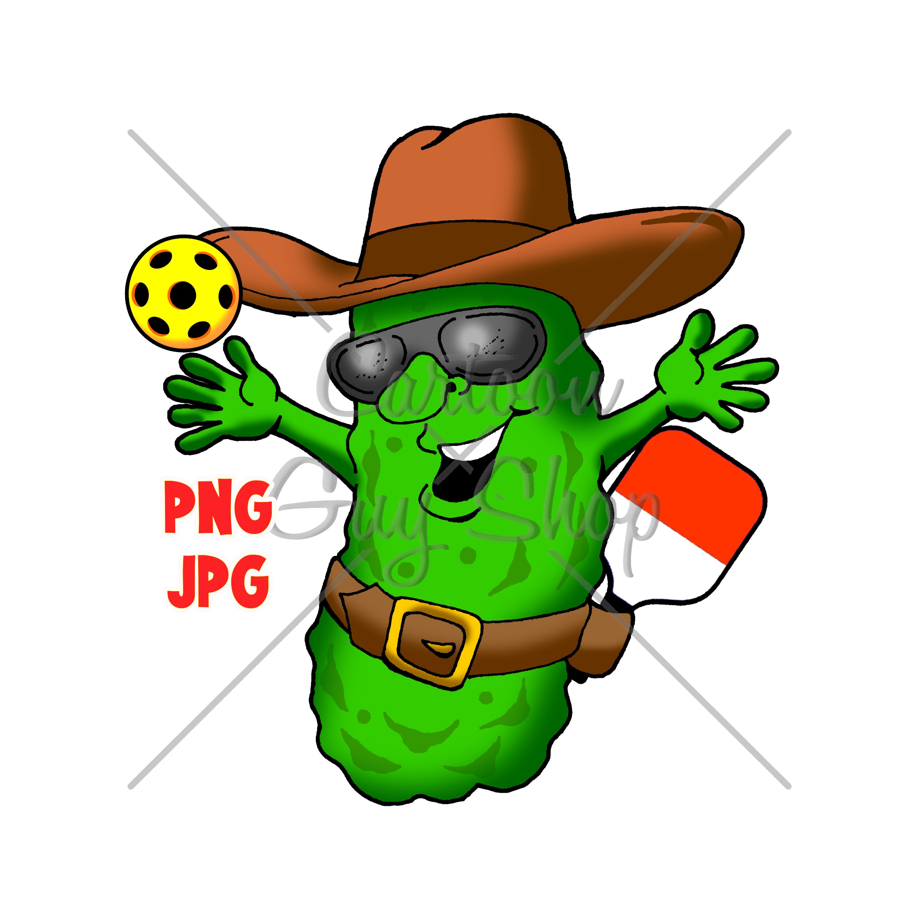 Buy Pickleball Clipart Pickleball Cowboy PNG JPG Cartoon Online in