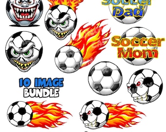 Soccer Clipart - 10 Image Bundle - PNG - Cartoon Clipart - Digital Download - Commercial Use.