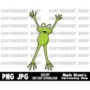 Animal Clip Art - Leaping Frog - Toad - Amphibian - PNG - JPG - Sublimation - Cartoon - Digital Download.
