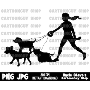 Dog Clip Art - Dog Walker - PNG - JPG - Sublimation - Cartoon - Digital Download.