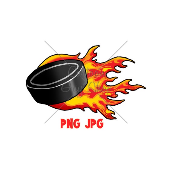 Flaming Hockey Puck PNG JPG Cartoon Hockey Clipart Etsy Australia