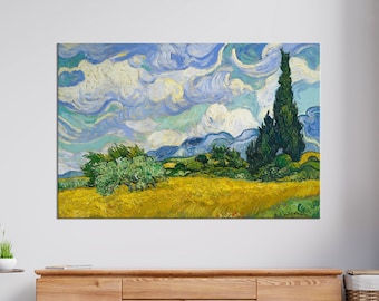 CANVAS ART PRINT Vincent Van Gogh Canvas Art Korenveld met cipressen van Gogh reproductie print klassieke kunst print natuur klassiek schilderij