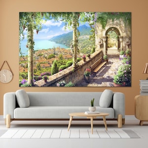 CANVAS ART PRINT Sicily View Canvas Art Italy Landscape Print Italian Nature Wall Art Print Landscape Canvas Print Portofino Scenery Print