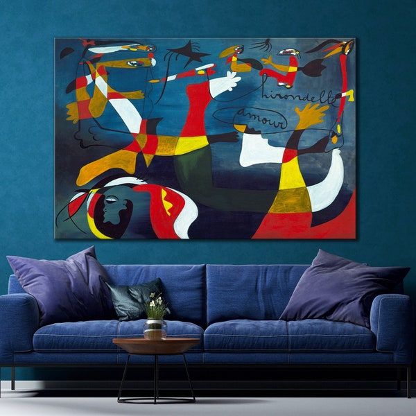 CANVAS ART PRINT Surrealistic Art Hirondelle Amour Canvas Print Unique Modern Art Print Game Room Wall Art Large Canvas Print Living Room