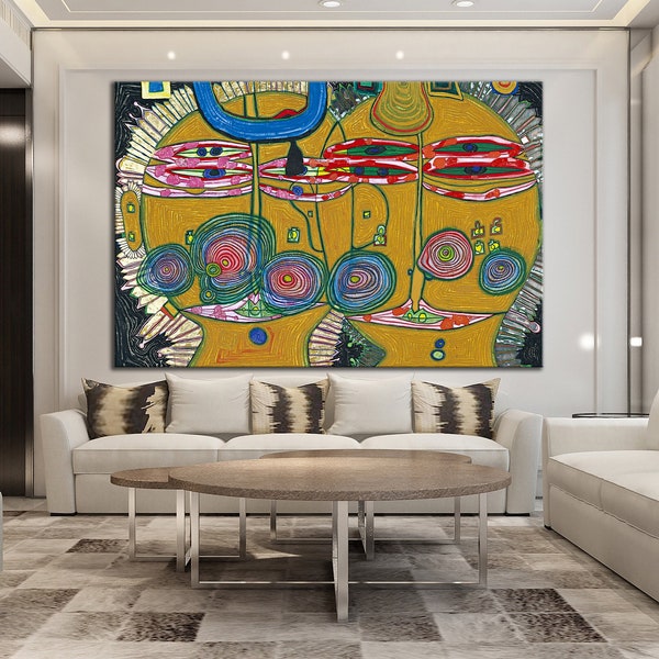 CANVAS ART PRINT The Aztecs Sun and Moon Painting Print on Canvas Unique Wall Art Abstract Pop Art Print Framed Modern Art for Living Room