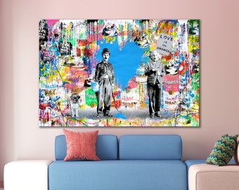 CANVAS ART PRINT Pop Art Canvas Print Love Heart Art Inspirational Graffiti Canvas Print Urban Wall Art Extra Large Canvas Living Room Art