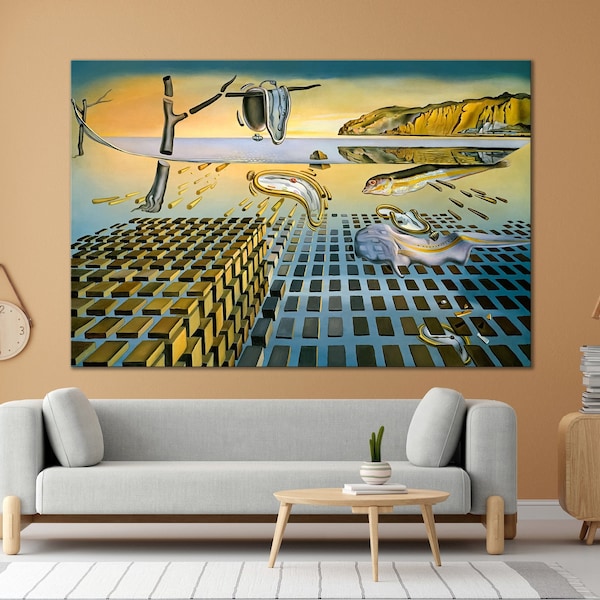 LEINWAND KUNSTDRUCK Der Zerfall der Beständigkeit der Erinnerung Leinwanddruck Salvador Dali Gemälde Drucke Reproduktion Surrealismus Wandkunst