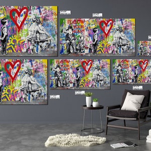 CANVAS ART PRINT Pop Art Canvas Print Love Always Wins Graffiti Wall Art Brainwash Canvas Print Urban Wall Art Extra Large Canvas Wall Art image 6