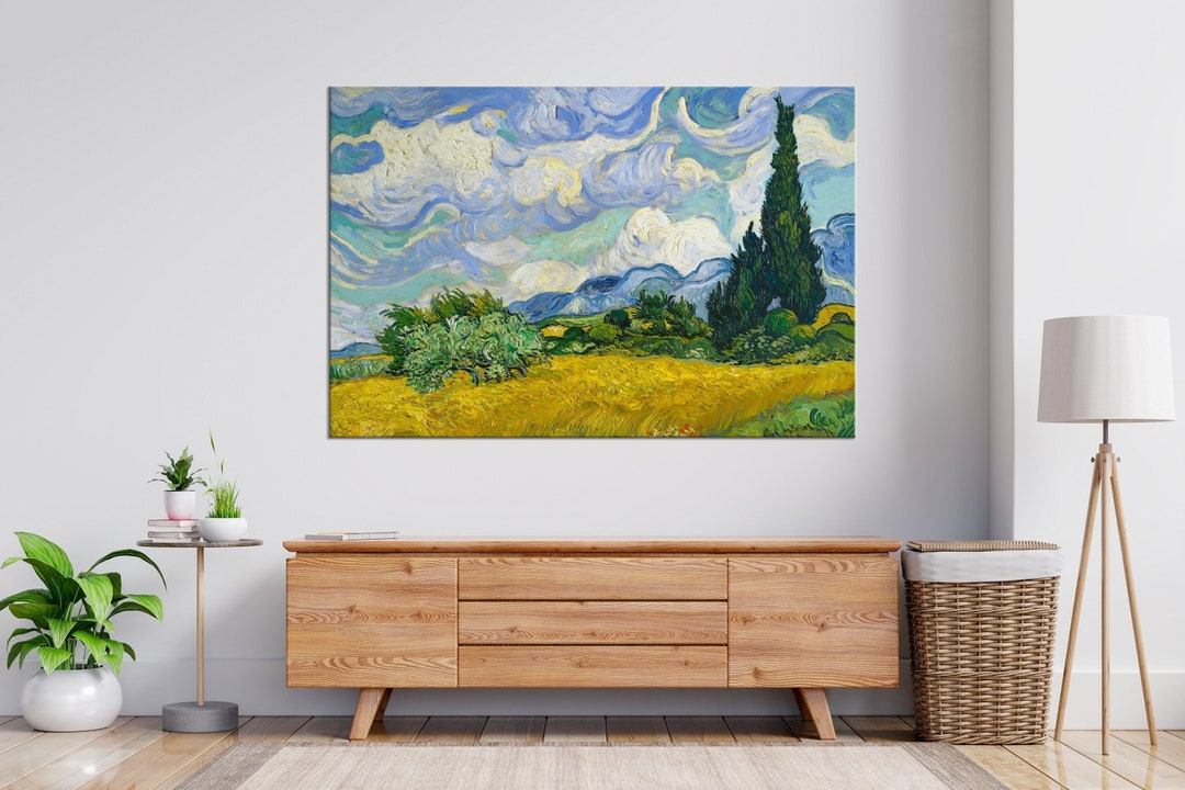 Pimpernel Wheatfield with Cypresses Van Gogh Canvas Print