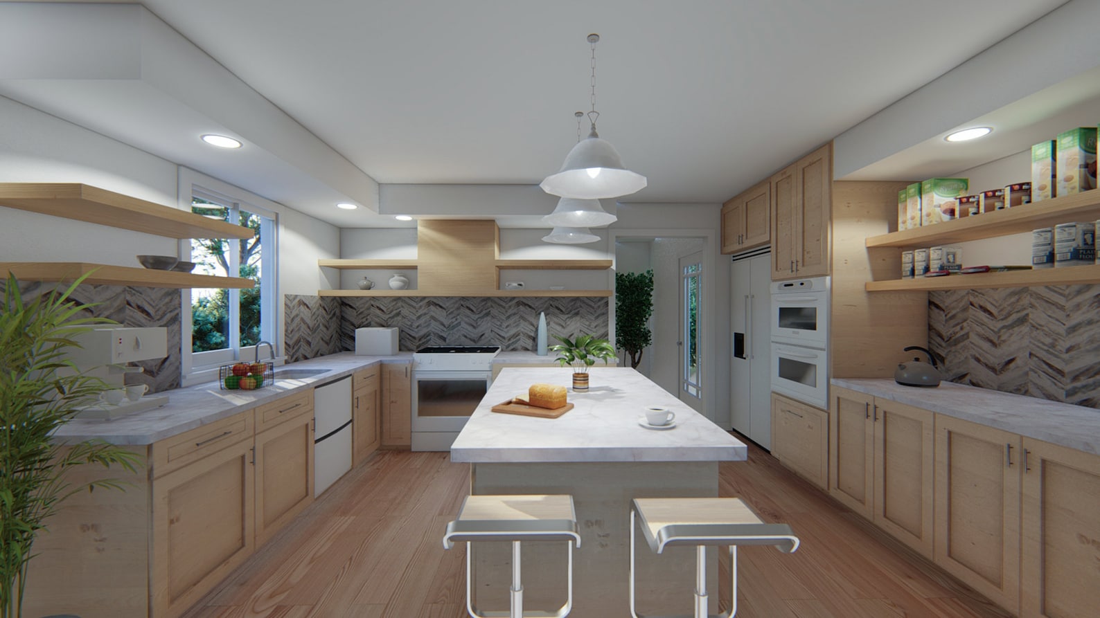 Custom Kitchen Interior Design - E-design - 2D Layout - 3D Renderings ...