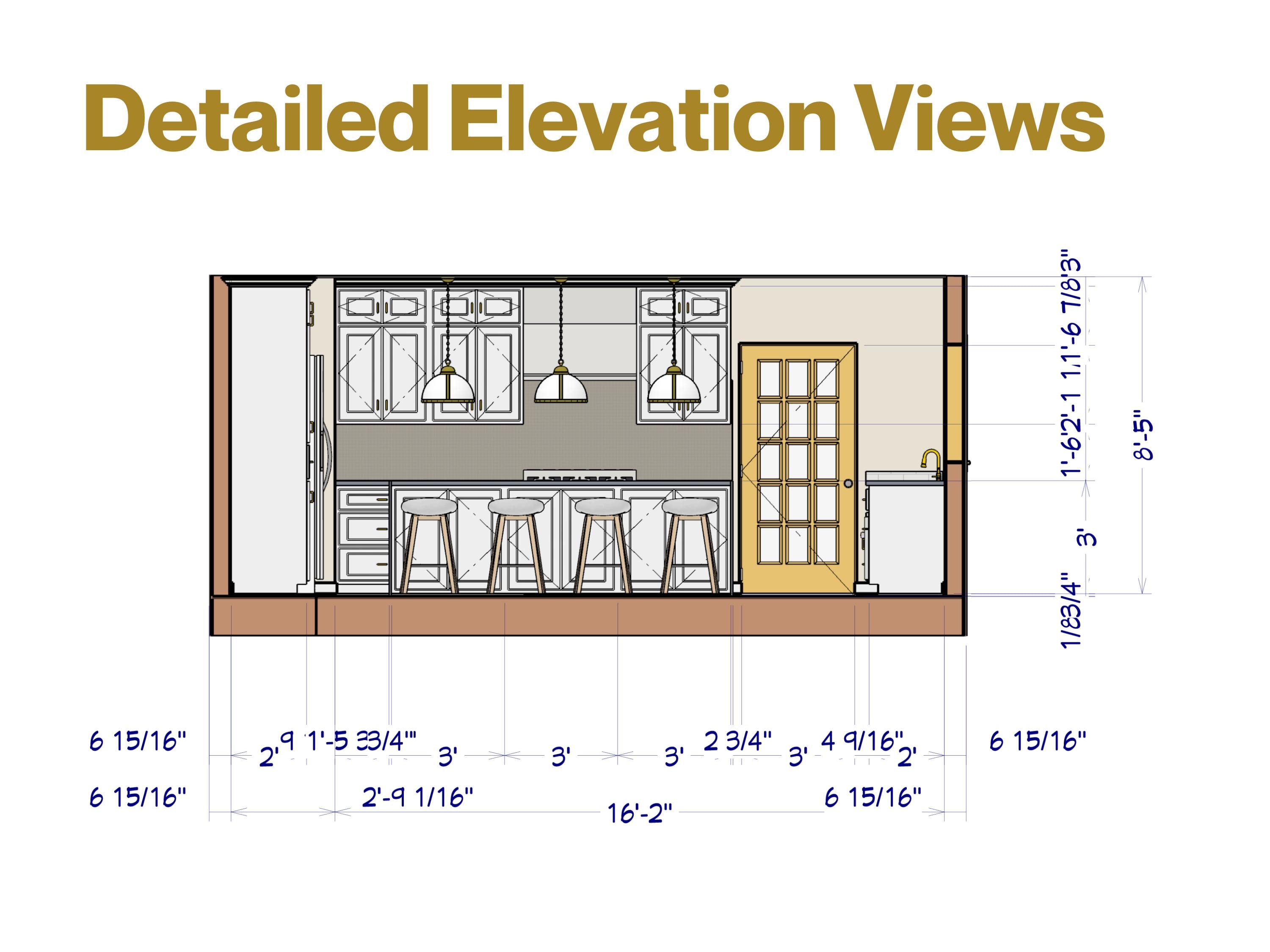 Custom Kitchen Interior Design - E-design - 2D Layout - 3D Renderings ...