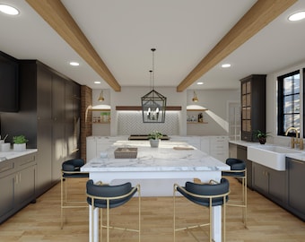 Affordable Kitchen Design 3D Rendering, Custom Kitchen, eDesign Remodel