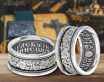 Eastern Orthodox Byzantine Cross IC XC Ring Silver 925 Sizes 6-14
