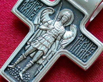 Russian Orthodox Sterling Silver 925 Body Prayer Cross Archangel Michael Patron Icon Made in Russia