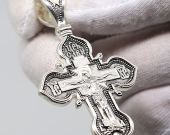 Exquisite 925 Silver Orthodox Cross: A Masterpiece 26g
