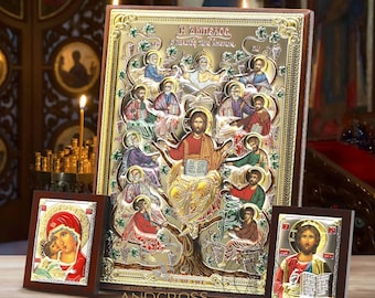 Tree Of Life, 2 Small Icons Set, Orthodox Icon Silver Plated 999 Handmade, Gift box, Christian Silver Handmade Icon, Gift box