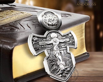 Sterling Warrior Cross Holy Trinity & Saints  18.5g